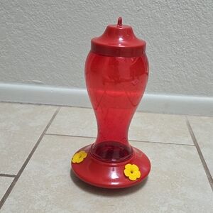 Red Hummingbird Feeder with Yellow Accents